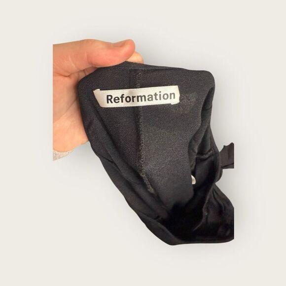 Reformation Wrap Flowy Midi Skirt Black Viscose/Rayon Size Small - Picture 5 of 6